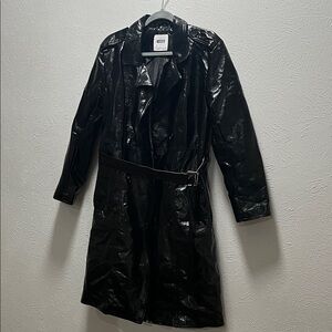 Miss Selfie Glossy Black Trench Coat